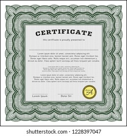 Green Certificate of achievement template. Customizable, Easy to edit and change colors. With complex background. Elegant design. 