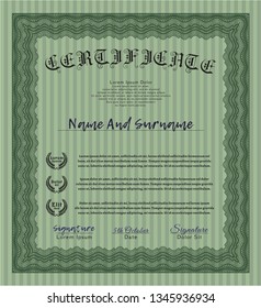 Green Certificate of achievement template. Customizable, Easy to edit and change colors. With great quality guilloche pattern. Elegant design. 
