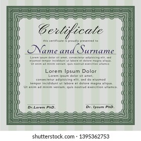 Green Certificate of achievement template. Customizable, Easy to edit and change colors. With linear background. Money style design. 