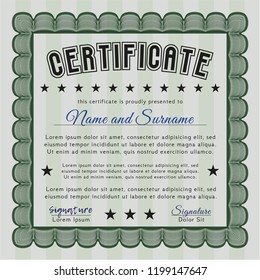 Green Certificate of achievement template. Easy to print. Nice design. Customizable, Easy to edit and change colors. 