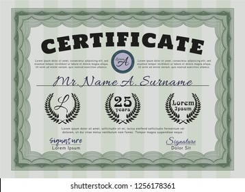 Green Certificate of achievement template. Easy to print. Modern design. Customizable, Easy to edit and change colors. 