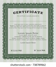 Green Certificate of achievement template. Easy to print. Good design. Vector illustration. 