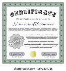 Green Certificate of achievement template. With linear background. Customizable, Easy to edit and change colors. Good design. 