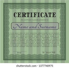 Green Certificate of achievement template. Modern design. Customizable, Easy to edit and change colors. With background. 