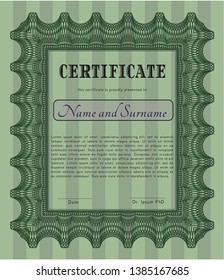 Green Certificate of achievement template. Modern design. Customizable, Easy to edit and change colors. With complex background. 
