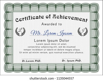 Green Certificate of achievement template. Money design. Customizable, Easy to edit and change colors. Printer friendly. 