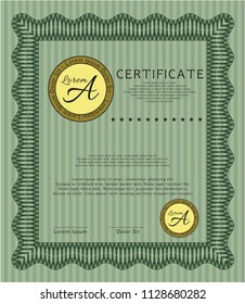 Green Certificate of achievement template. Nice design. With complex background. Vector illustration. 