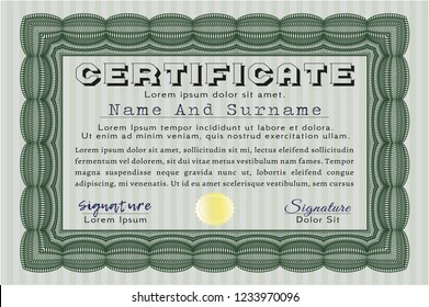 Green Certificate of achievement template. Printer friendly. Customizable, Easy to edit and change colors. Perfect design. 
