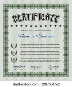 Green Certificate of achievement template. Printer friendly. Customizable, Easy to edit and change colors. Beauty design. 