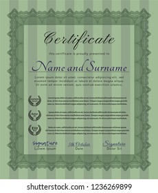 Green Certificate of achievement template. With quality background. Customizable, Easy to edit and change colors. Perfect design. 