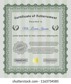 Green Certificate of achievement. Vector illustration. With quality background. Elegant design. 