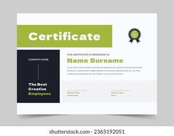 Green Certificate of appreciation, award diploma design template, Certificate vector template