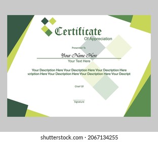 Green Certificate Award Template for Any People who want to use