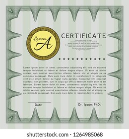 Green Certificate. With background. Customizable, Easy to edit and change colors. Money Pattern. 