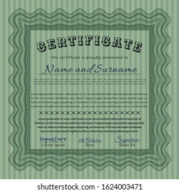 Green Certificate. Beauty design. With linear background. Detailed. 