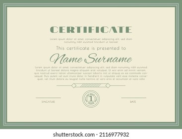 Certificado verde. Blanco con marco geométrico simple rectangular. Diseño moderno de negocios. Ilustración del vector