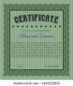 Green Certificate. Complex background. Modern design. Vector illustration. 