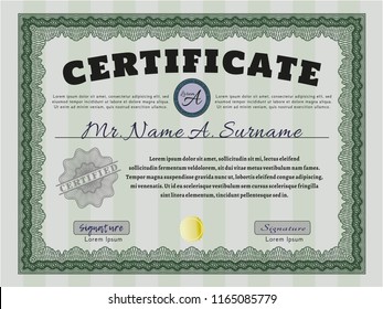 Green Certificate. With complex linear background. Modern design. Customizable, Easy to edit and change colors. 