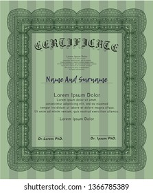 Green Certificate. With complex linear background. Customizable, Easy to edit and change colors. Money design. 