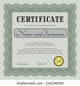 Green Certificate. Customizable, Easy to edit and change colors. With linear background. Lovely design. 