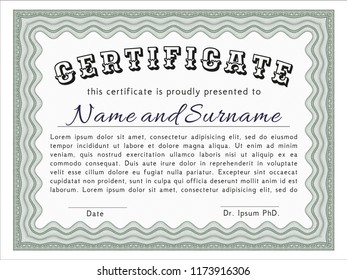 Green Certificate. Customizable, Easy to edit and change colors. With great quality guilloche pattern. Good design. 