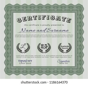 Green Certificate. Customizable, Easy to edit and change colors. With complex background. Elegant design. 