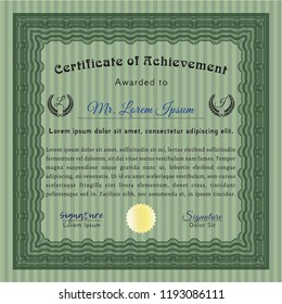 Green Certificate. Customizable, Easy to edit and change colors. With guilloche pattern and background. Modern design. 