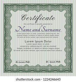 Green Certificate. Customizable, Easy to edit and change colors. Complex background. Money Pattern design. 