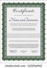 Green Certificate. Customizable, Easy to edit and change colors. Complex background. Money Pattern. 
