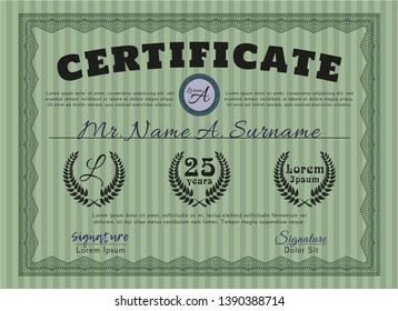 Green Certificate. Customizable, Easy to edit and change colors. With complex background. Good design. 