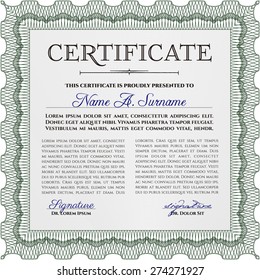 Green Certificate design. Vector pattern that is used in currency and diplomas