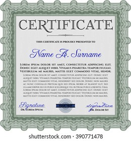 Certificado Verde. Detallado. Diseño complejo. Fácil de imprimir.