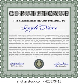 Green Certificate. Detailed. Complex design. Printer friendly. 
