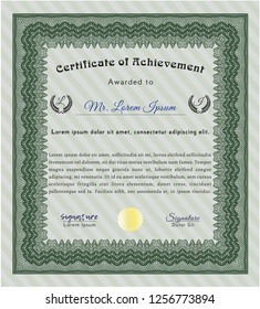 Green Certificate. Detailed. With great quality guilloche pattern. Money style design. 