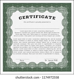 Green Certificate. Detailed. With linear background. Nice design. 