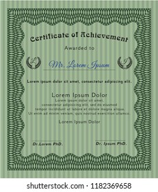 Green Certificate. Detailed. Printer friendly. Nice design. 