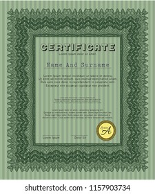 Green Certificate. Detailed. With quality background. Sophisticated design. 