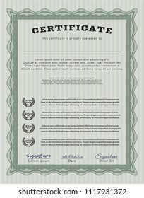 Green Certificate diploma or award template. Sophisticated design. Customizable, Easy to edit and change colors. Printer friendly. 