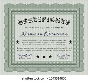 Green Certificate diploma or award template. Easy to print. Customizable, Easy to edit and change colors. Nice design. 
