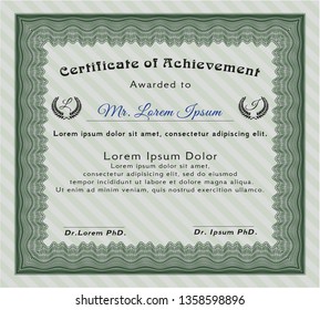 Green Certificate diploma or award template. Printer friendly. Customizable, Easy to edit and change colors. Money Pattern design. 