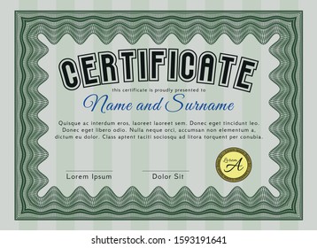 Green Certificate Diploma Template Artistry Design Stock Vector ...