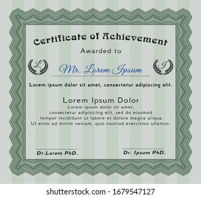 Green Certificate diploma or award template. Printer friendly. Customizable, Easy to edit and change colors. Beauty design. 