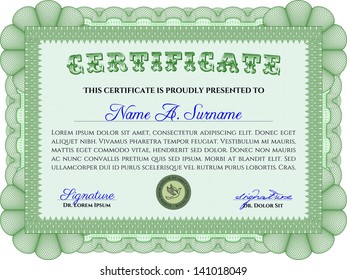 Green certificate, diploma or coupon template.