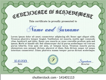 Green certificate, diploma or coupon template.