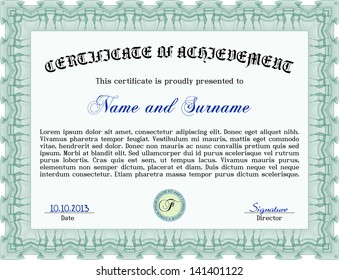 Green certificate, diploma or coupon template.