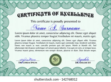 Green certificate or diploma template