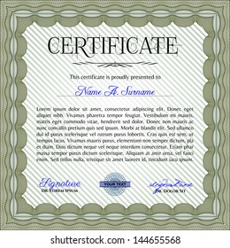 Green certificate or diploma template