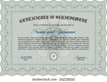 Green certificate or diploma template