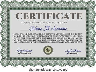 Green certificate or diploma template