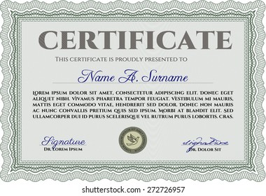 Green certificate or diploma template